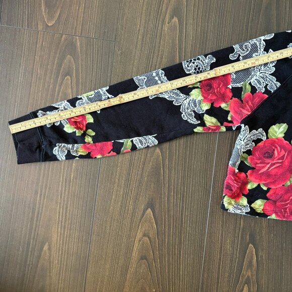 Forever 21 Cropped Floral Lace Print Hoodie, Size Medium - Picture 9 of 11